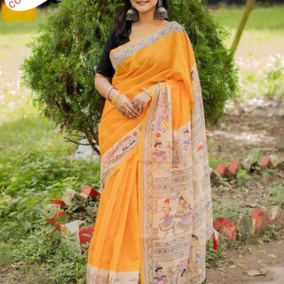 Half Silk Digital Print Saree code. M 217